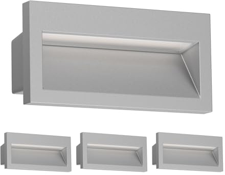 ledscom.de 4 LED applique da incasso NOLA, downlight per esterni, IP54, grigio opaco, 140 x 70 mm, bianco caldo
