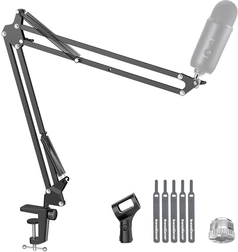 InnoGear Brazo de micrófono, soporte mejorado para suspensión con clip adaptador tornillo 0,95-1,5 cm Blue Yeti Snowball, Nano, x y otros micrófonos, grande