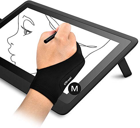 OTraki 2 Stück Antifouling Handschuh 8x20.5cm Künstlerhandschuh für Grafiktabletts Drawing Gloves Palm Rejection Glove 2 Finger Handschuhe Zeichnen für Pad Display Kunstmalerei Oberflächenschutz