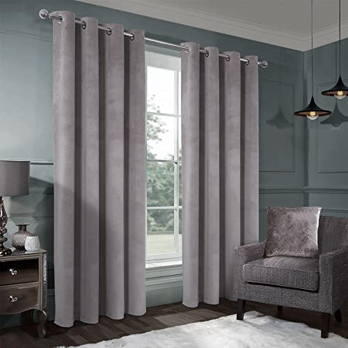 always4u Super Soft Velvet Curtains Champagne 100% Blackout Curtains 66x90 Inches Eyelet Thermal Insulated Fully Lined Window Treatment for Living Room 1 Pair
