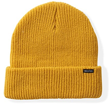 Brixton Becket Beanie, Stretch Knit Hat with Folded Cuff for Men and Women, 100% Acrylic, Mustard, One Size