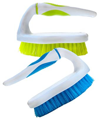 Scrubbing Brush Heavy Duty Hand Scrubber with Stiff Hand Scrub Deck Brush and Stiff Bassine Bristles - Ideal Floor Brush Decking Home Care & Cleaning Colour green white - blue white Random color 1Pack