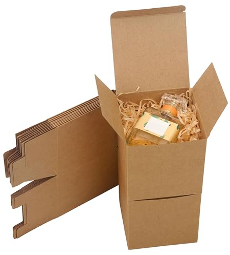 Brown Small Cardboard Gift Boxes with Lids - Easy-to-Assemble Kraft Paper Present Boxes for Birthdays Weddings Holidays Parties 12 Pieces LLRT-101010