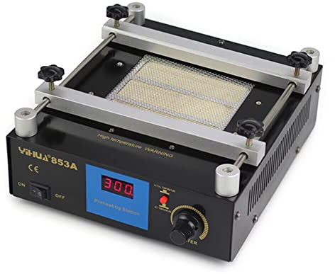 450W Vorwärmer, Digital Preheating Station Heizplatte PCB Preheater Vorwärmen Lötstation 853A Rework Soldering Station mit Thermometer PID-Regelung mit Geschlossenem Sensor
