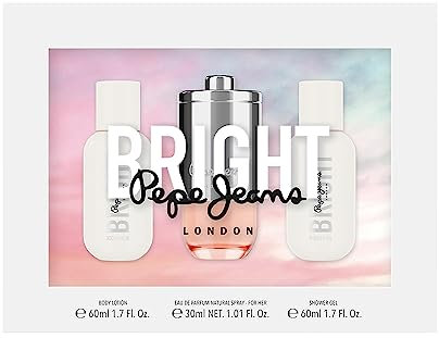 Pepe Jeans Bright For Her Estuche Regalo Perfumes de Mujer Pack de 3 Piezas Eau de Parfum 30ml, Body Lotion 60ml y Shower Gel 60ml Set Fragancia Chipre y Floral