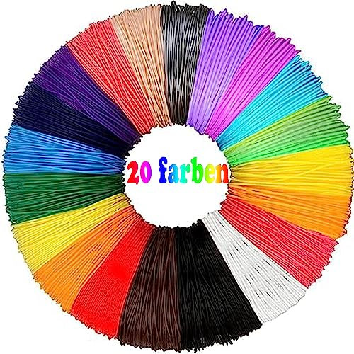 3D Stift Filament 1,75 mm PLA, 3D Pen Filament 20 Farben, je 5M - 3D Stift Farben Packung für Kinder & Erwachsene, 3D Drucker filament 3D-Drucker Filament Nachfüllpackung