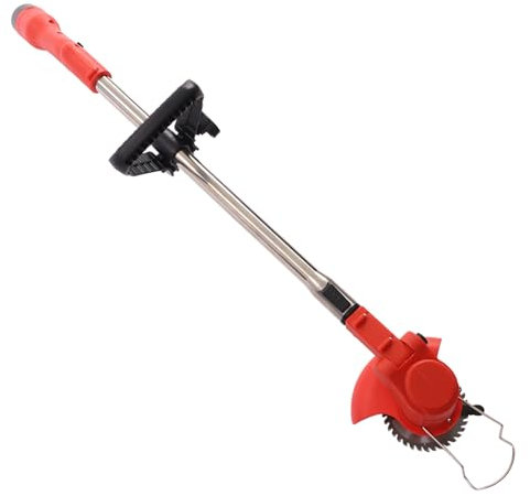 SABUIDDS Akku-Rasentrimmer 12V 600W mit 1300mAh Li-Ion Akku und Ladegerät, für Rasen, Reis, Unkraut, Sträuchern, Gerste, Fugenreiniger, Elektrischer Fugenkratzer, Unkrautbürste, Rot