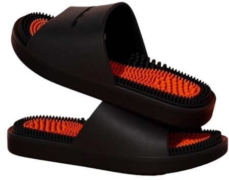 Zonterapi Massage Tofflor Män Kvinnor Akupressur Fot Öppen Tå Sandaler Sommarpar Hemduschskor Lindrar Nervspänningar Och Smärta I Fötterna(Black,42/43 EU)
