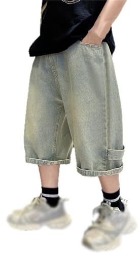 Générique Shorts Garçon Baggy Jeans Short Chino Enfant Bermuda décontracté confortable et léger Elastique Ceinture Running