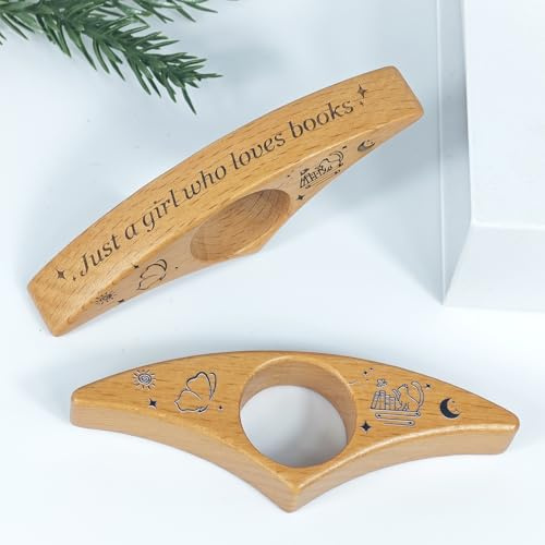 Personalization Book Page Holder, Holder for One-Handed Reading Suitable for All Kinds of Fingers,Wooden Bookmark, Gift for Your Lover, Teacher or Reading Lover(Kitten Bookmark)