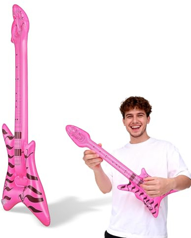 MAGICLULU Chitarra Gonfiabile Elettrica Decorativa in Pvc Portatile e Leggera per Feste a Tema Musicali e Cosplay, Riproduzione Realistica e Creativa per Colore Casuale