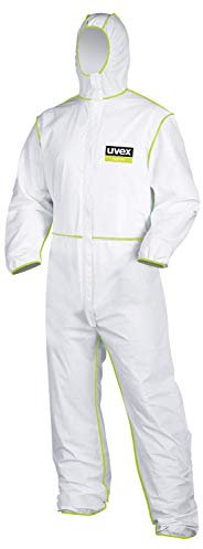 Uvex 5/6 Classic Chemikalien-Schutzanzug - Weiß-Grüner Einweg-Overall - Partikeldicht XL