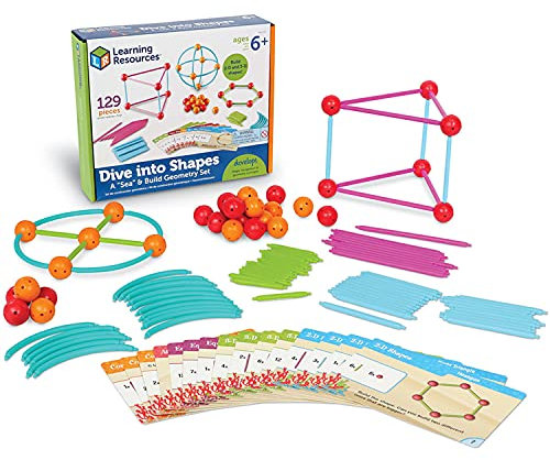 Learning Resources Geometrie-Baukasten Meereswelt, 129-teiliges Mint-Konstruktions- und Lernspielzeug für Kinder, Mehrfarbig