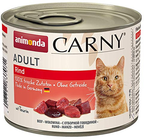 Carny Katzen Nassfutter Rind pur (6 x 200g), Katzen Nassfutter von animonda ohne Getreide und Zucker, mit frischen fleischlichen Zutaten