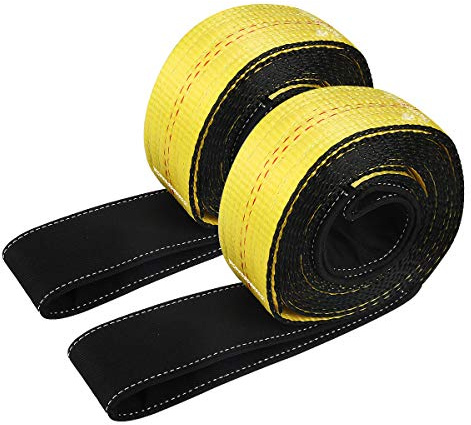 JCHL Lift Sling Straps 10'x2 15,000 Pound Capacity 2-Pack Heavy Duty Lifting Slings Web Sling Tree Saver Recovery Strap Web Sling Winch Strap Yellow