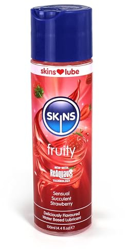 Skins Strawberry Flavored Lube Gel - Flavored Adult Lube for Oral and Fruity Edible Lubricants