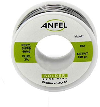FILO STAGNO BOBINA STAGNO IN ROCCHETTO 60/40 100GR. 0,5MM PER SALDARE SALDATURA LABORATORIO HIGH QUALITY - NO CLEAN - AUTOSALDANTE - CON FLUSSANTE - (0,5mm 100gr)