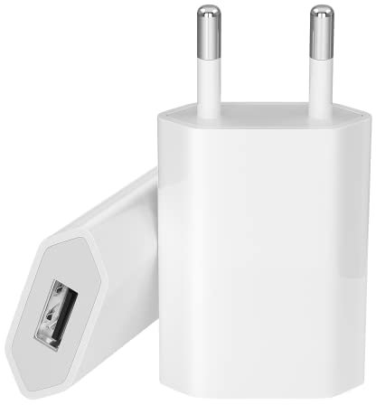 Bloc Prise Chargeur USB 2 pièces 5V1A, Adaptateur Secteur Universel pour iPhone 16, 15, 14, 13, 12, 11, 8, 7, 6 Mini SE X XS XR et Samsung Honor Xiaomi Huawei Tablette Téléphone.