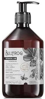 Bullfrog Champú Nutritivo Restaurador - Champú para Cabello y Barba - Propiedades Calmantes y Revitalizantes - Notas Dulces y Deliciosas - Made in Italy - 500 ml