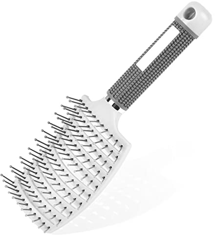 AOOWU Cepillo Pelo, Masaje Peine, Peine Antitirones Masaje Curvo y Ventilado, Cepillo Desenredante para Secado Más Rápido, Reducir Encrespamiento y Rotura (Blanco)