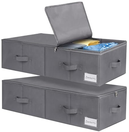 Lannvan Contenitori per Armadio Salvaspazio,2 Pezzi 70L Contenitore Sottoletto Pieghevole, Con Maniglia,Scatole per Armadio per Coperte, Biancheria da Letto,Piumoni