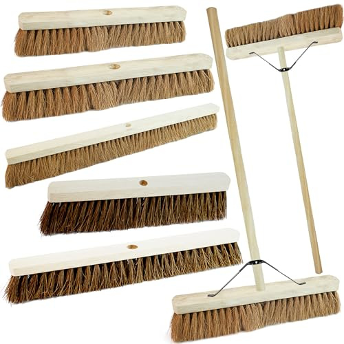 Indoor Outdoor Sweeping Brush With Long Handle Soft or Hard Bristle 18, 24 or 36 Home, Office, Garden, Garage & Yard Sweeping Broom (1, 36 Bassine Hard Bristle)