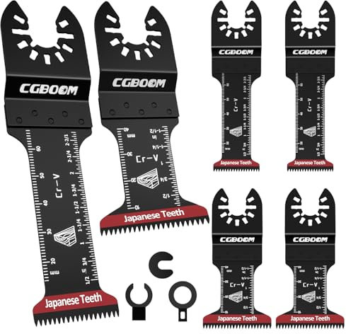 Lot de 6 lames de scie oscillante à dents japonaises extra longues pour bois/plastique, compatibles avec Dewalt, Milwaukee, Makita, Ryobi, Rockwell, Bosch