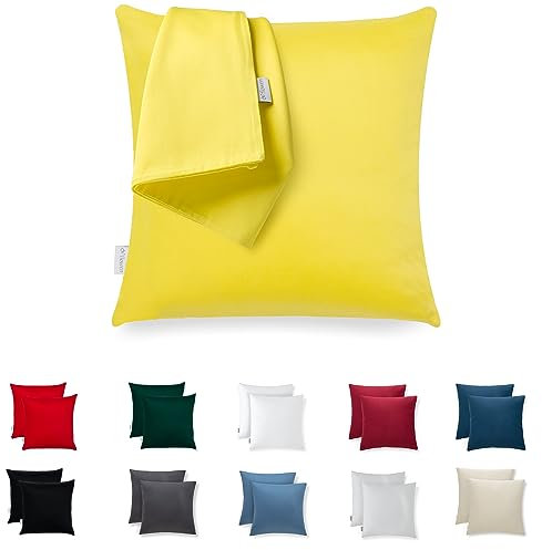 Kissenbezug 80x80 Mikrofaser Premium 2er Set Kopfkissenbezug 80 x 80 für Kissen Bett Stoff Superweicher Resistent Hypoallergen Anti-Milben Atmungsaktiv Kissenhülle mit Verdecktem Zip Voll Waschbar