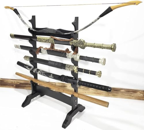 DZZTHSH Espositore Verticale con Supporto per Spada - Espositore da Pavimento multilivello per Varie Spade e Armi Lunghe - Rastrelliera per Spade da Samurai per riporre