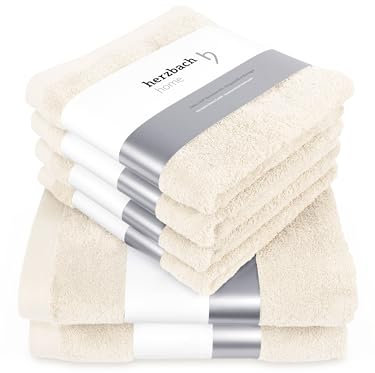 herzbach home Premium Handtücher-Set 100% Baumwolle - weich & saugstark - Creme