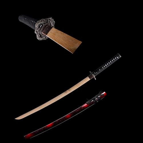 MOAINTYS Bokken, Katana di bambù Naturale con Fodero, Spade da Samurai Fatte a Mano per Cosplay, Mostra, Collezione, Allenamento Kendo, Decorazioni per la casa-B||103CM