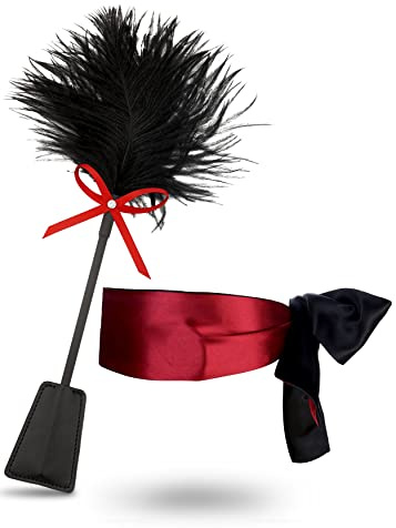 KOSPH Feather Tickler for Cosplay 15, Feather Ticklers Teasers and Eye Covers for Sleeping, Red Eye Mask 59