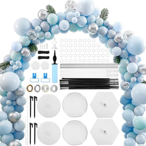 Kit d'arche de ballons Puxeva - 15 pièces - Bleu - Arche de ballons - Guirlande de ballons - Décoration de table d'anniversaire - Mariage, fête générale - Unisex