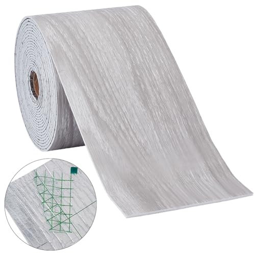 CRASPIRE Borde de Papel Tapiz Autoadhesivo de Veta de Madera Gris Claro Borde de Espejo Despegable Y Pegable de PVC Impermeable para Espejos Marcos Azulejos de Cocina Decoración de Gabinetes Adhesivo