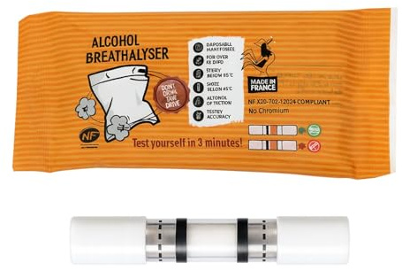 Bivora Alcoholimetro homologado CONTRALCO 0,5 g/L - Test de alcoholemia, Prueba fácil y fiable en 3 Minutos | Embalaje Internacional [ Control alcoholemia homologado ]