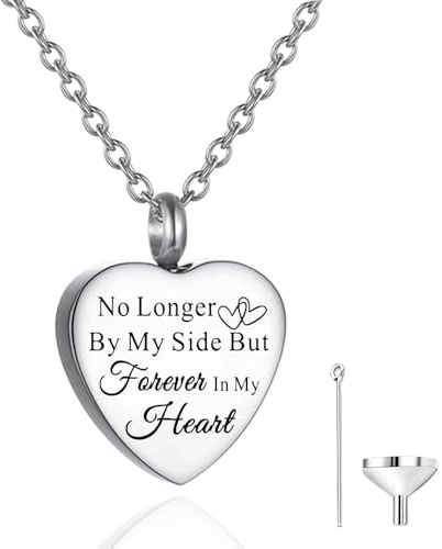 Tied By Love No Longer By My Side But Forever In My Heart Cremation Urn Necklace Pendant Ashes Memorial Locket Keepsake in Stainless Steel Gift For Mum Dad Sister Brother Grandma Grandpa