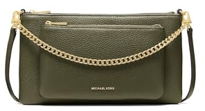 Michael Kors Jet Set Medium Pocket Convertible Crossbody Bag, Gold-Tone Hardware/Pebble Leather/Ivy
