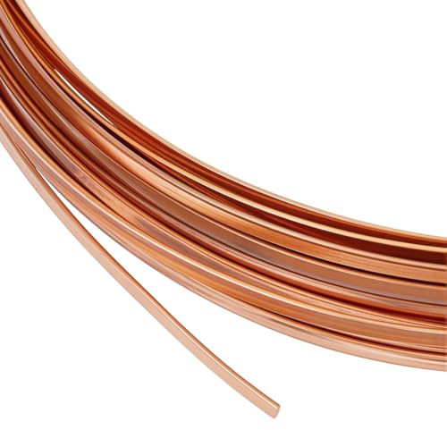 BENECREAT 19.7FT 26 Gauge Flat Copper Wire, 1.5mm Wide Flat Craft Wire Tarnish Resistant Jewelry Wire for DIY Jewelry Craft Making