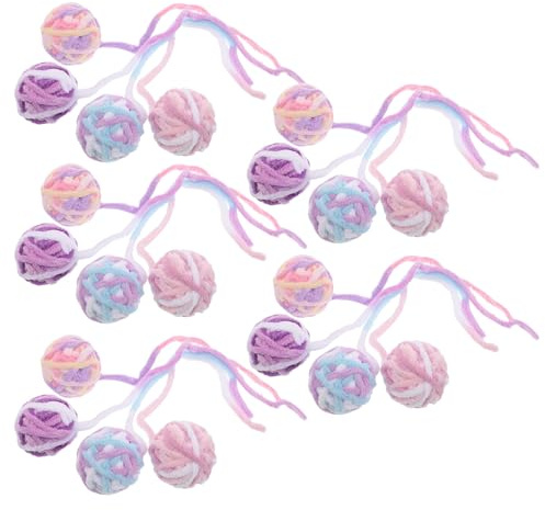 Milisten 20pièces Balles à Grelots pour Chats Laine Jouets De Dentition pour Chatons Balles Interactives pour Chats Intérieur