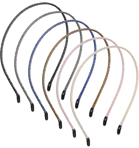6 stycken glitterpannband, paljetter belagda pannband flickor hårband glitter bröllop brud hårsmycke hårband damer för fester bollar aktiviteter smink vardag (6 stilar)