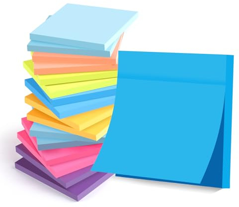 16-Pack Sticky Notes 76mm x 76mm – Brightly Colored Self-Stick Pads, 60 Sheets/Pad (Total 960 Sheets) – Eco-Friendly & Perfect for Home, Office, and Notebooks