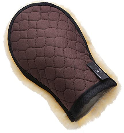 Werner Christ Lammfell Putzhandschuh/Pflege-handschuh Horse – ideale Ergänzung zur Pflege Ihres Pferdes, Wollhöhe 30 mm, one Size, in braun-Natur