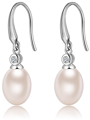 Jiahanzb Pearl Earrings Pearl Drop Earrings 925 Sterling Silver Women