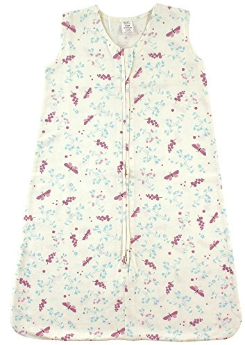 Touched by Nature Unisex Baby Organic Cotton Sleeveless Wearable Sleeping Bag, Sack, Blanket, Botanical Flutter, 0-6 Months