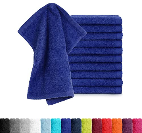 BaSaTex - 10er Pack Seiftücher für Gesichts- & Körperreinigung im Set - Frottee Seiflappen aus weicher Baumwolle in 30x30cm - Waschlappen Öko-Tex Made in Green Zertifiziert - Royalblau