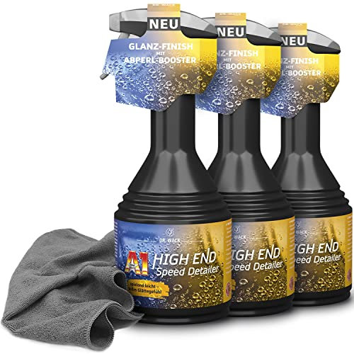 3x Dr. Wack A1 HIGH END Speed Detailer 500ml Glanzfinish mit Wasser-Abperl-Effekt + detailzone premium Microfasertuch 300GSM 40x40cm