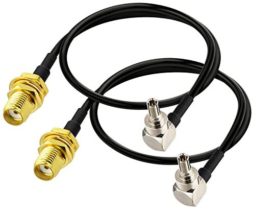 Eightwood 4G Antenna SMA Cable 4G LTE CRC9 Male Right Angle to SMA Female Bulkhead Antenna Extender Cable RG174 30cm（2pcs） for 4G Router 2G 3G 4G LTE Antenna UMTS Mobile Broadband