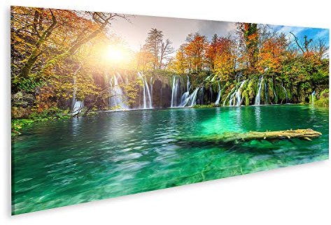 islandburner Bild auf Leinwand Bunte Aututmn Landschaft Wasserfälle Plitvice National Park Kroatien Atemberaube Bilder Wandbilder Poster