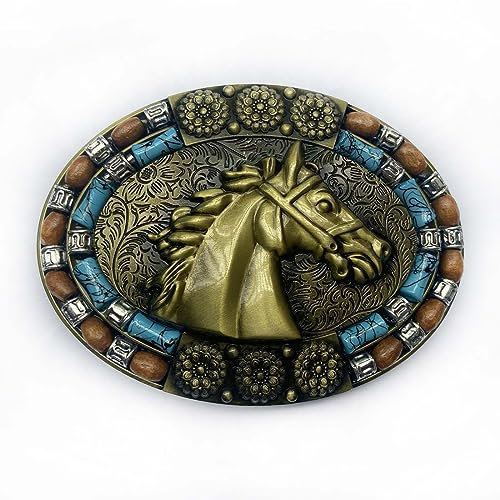 XPEX Pferdekopfhaut Gürtelschnalle, Cowboy, Zinklegierungs Material, Western-Stil Einzigartiger Stamm Rollschnallen Gürtelschnalle zum Ersetzen und Dekorieren