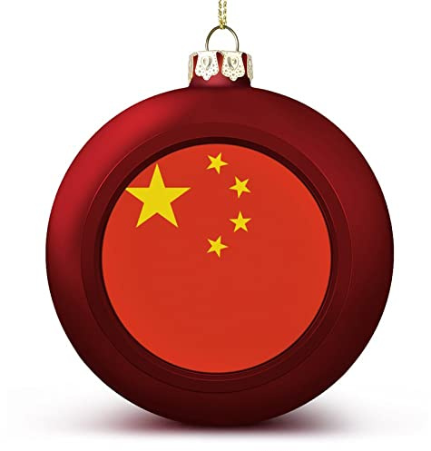 Adornos de bola de bandera nacional, adornos de bola de bandera de China para decoración del árbol de Navidad, adorno de bola de Navidad de China roja para niños amigos